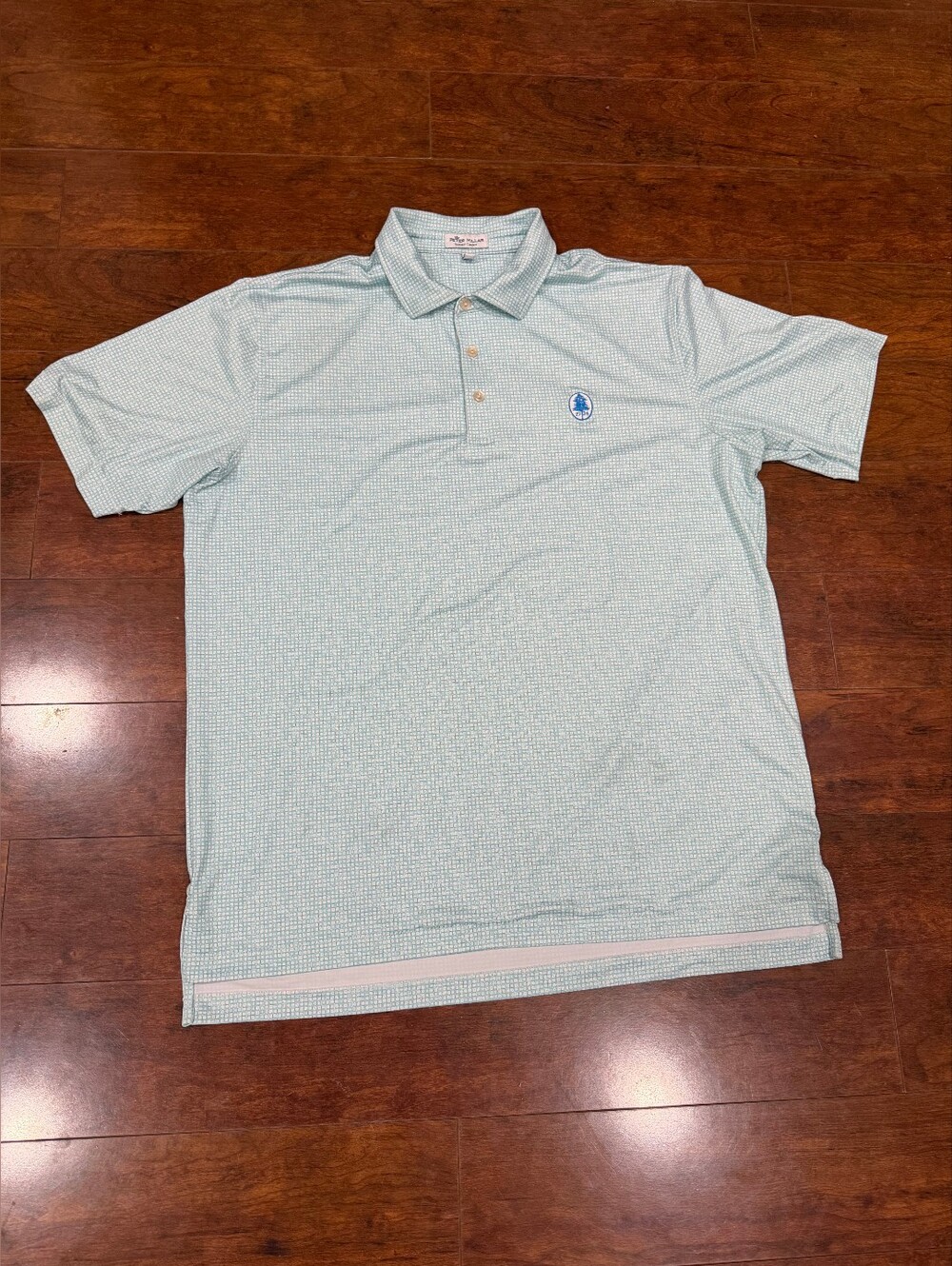 Peter Millar Summer Comfort Polo Men's Large Green White Geometric Golf Performa